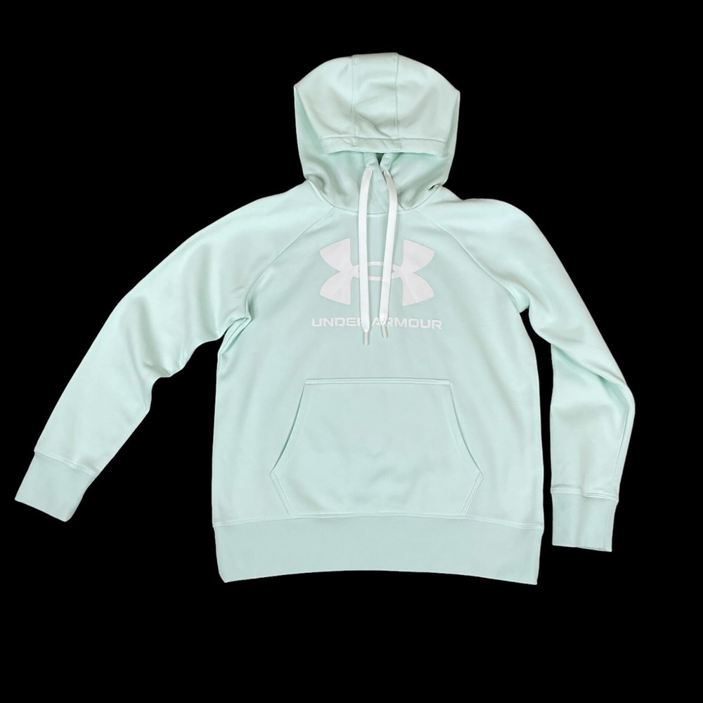Under‎ Armour Sweatshirt Women Small Green Logo Hoodie Loose EUC